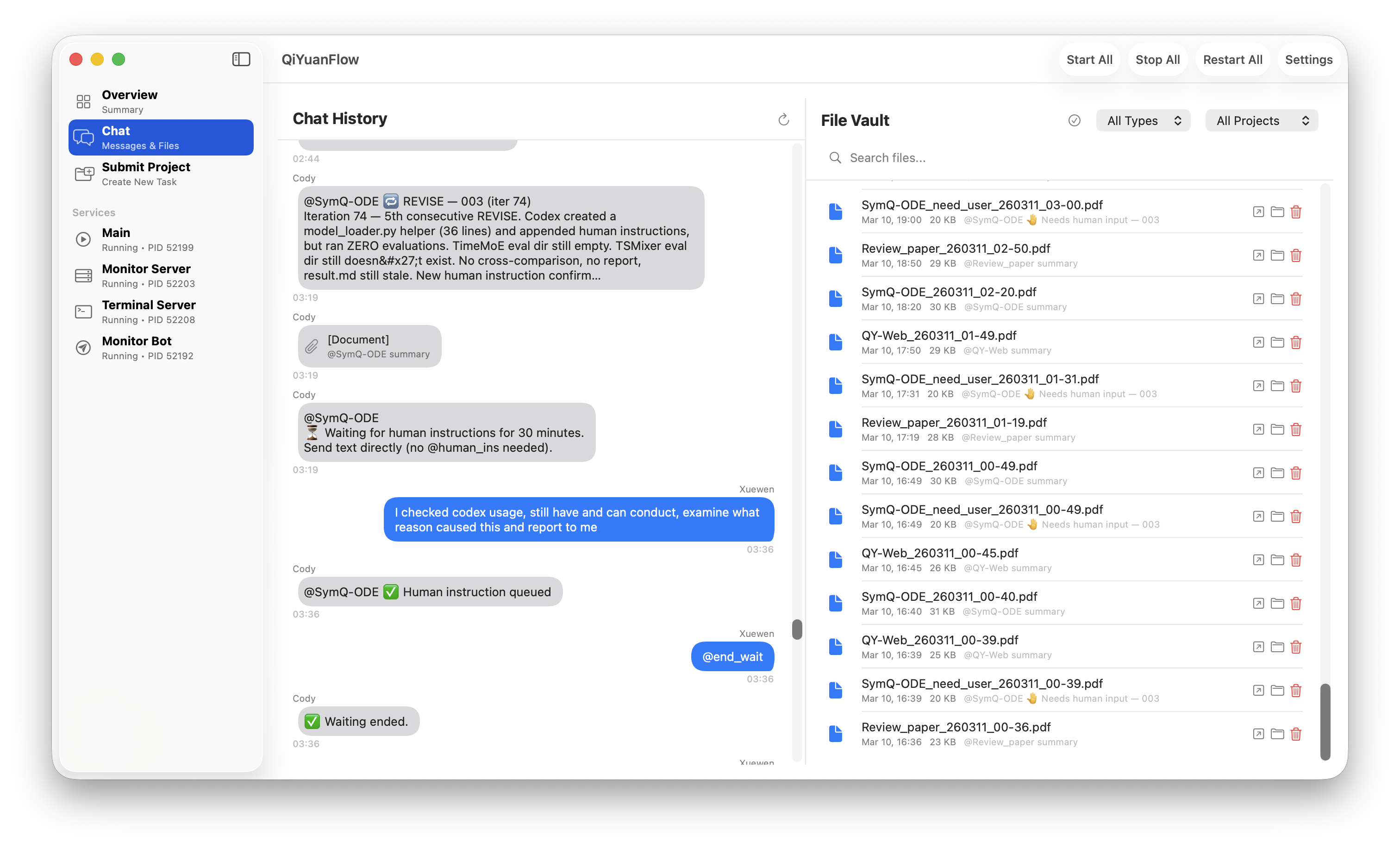 Chat History & File Vault